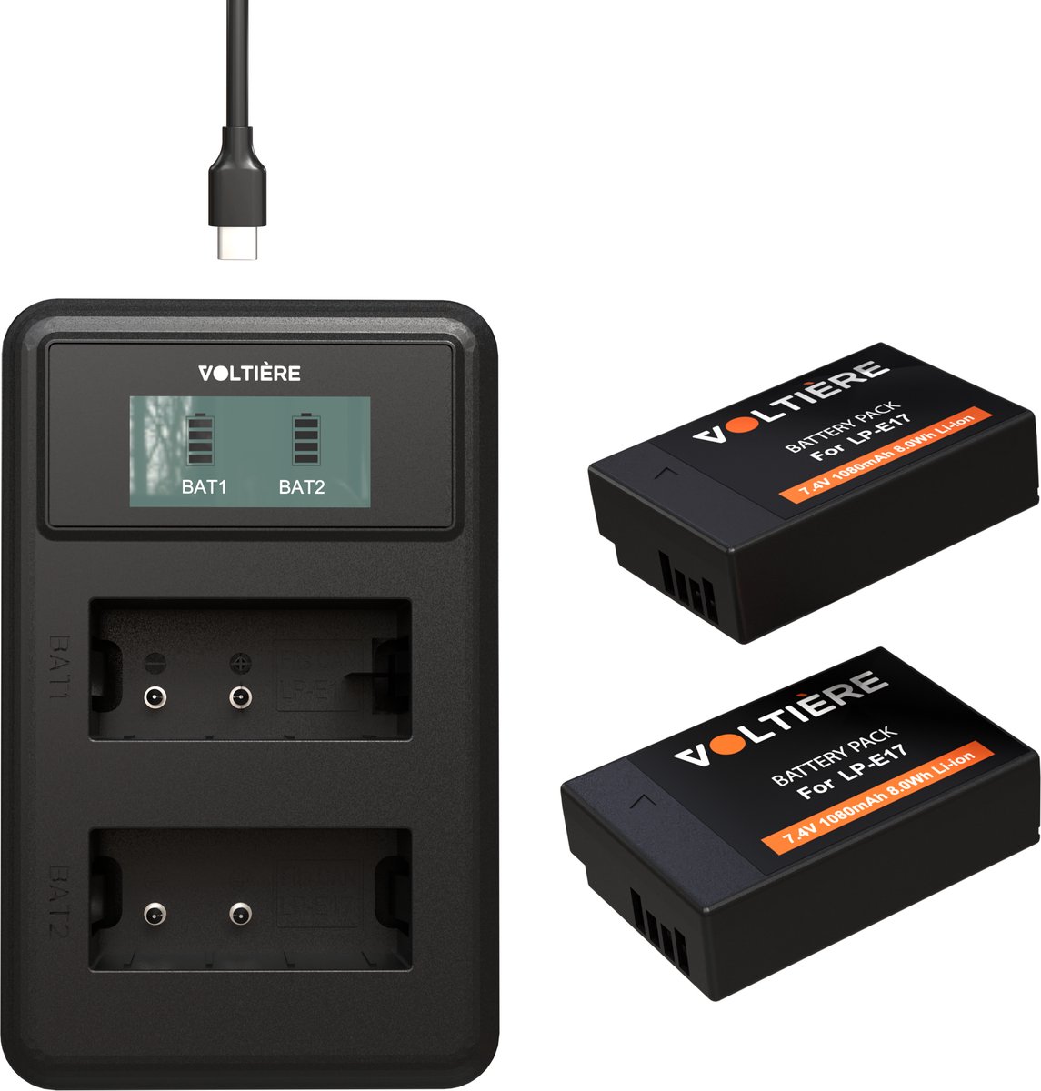 Voltière LP-E17 Accu Set voor Digitale Camera's - LP-E17 Accu's + Oplader geschikt voor Canon Camera's