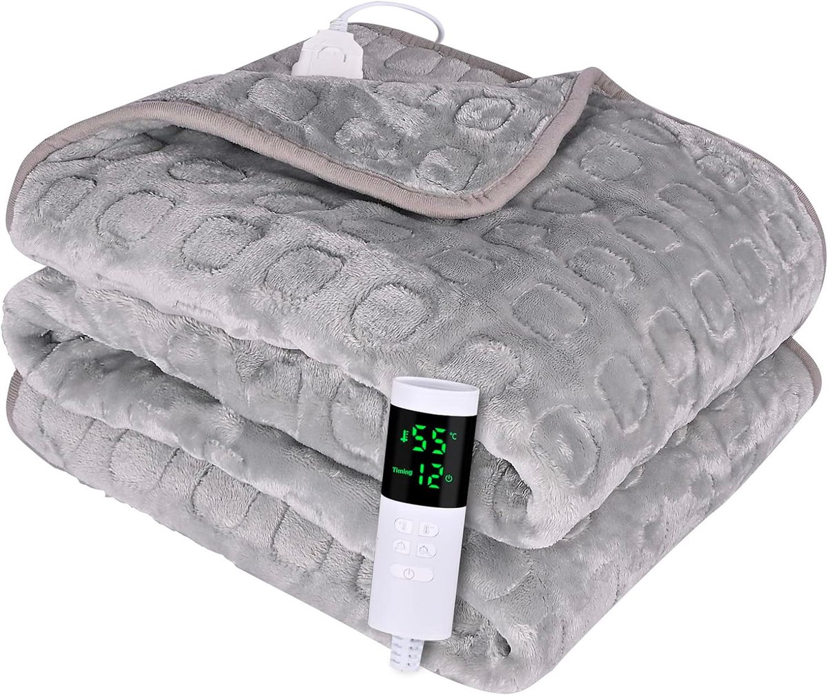 Luxe Verwarmde Deken 160x120 cm Elektrisch Fleece Grijs