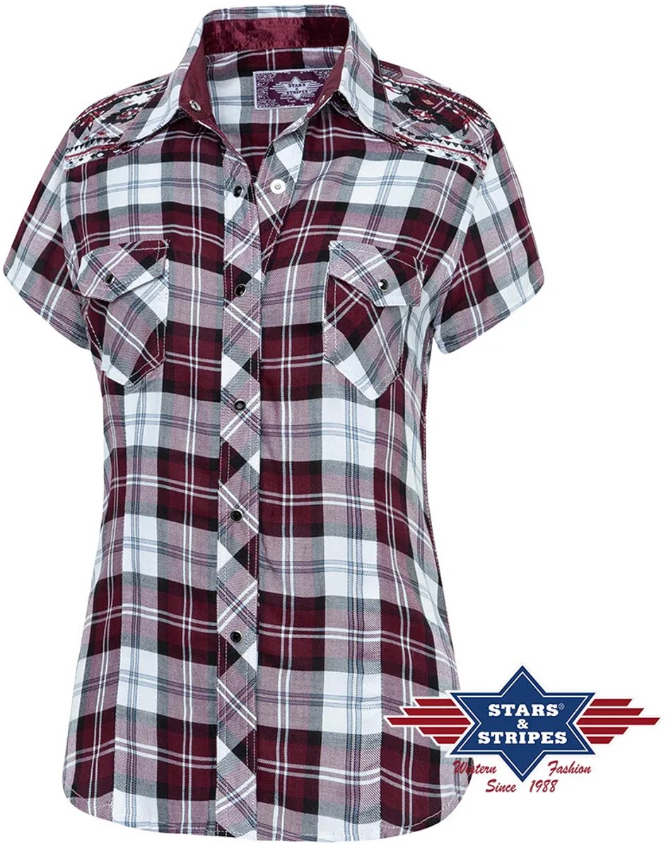Dames Western Blouse Pasadena short Stars&Stripes maat XL