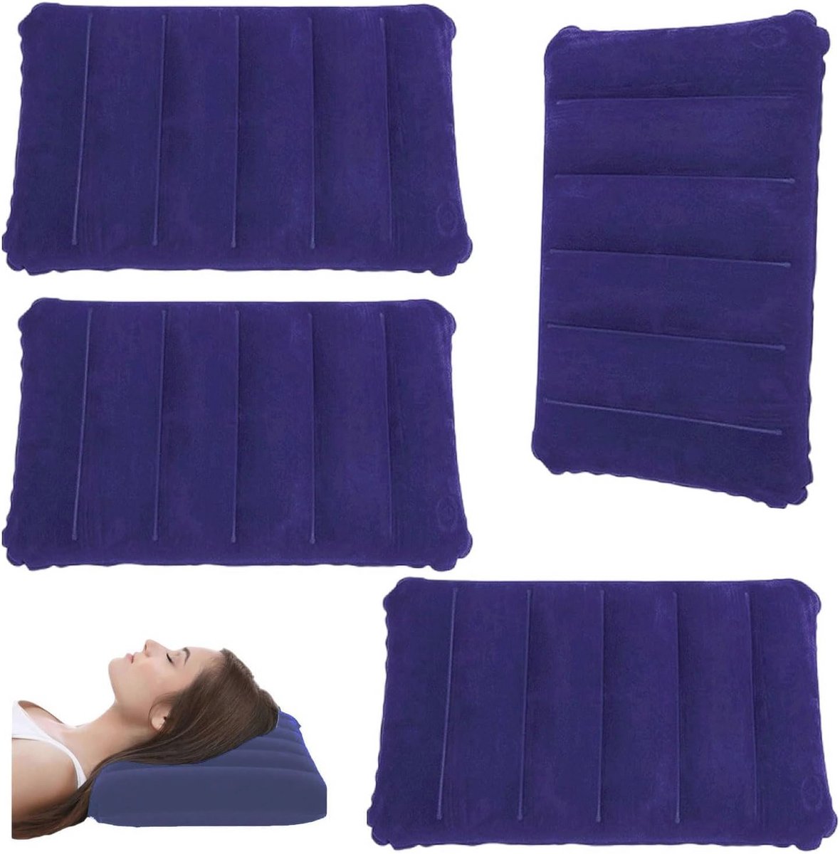 Opblaasbare Reis Kussen - 4 Stuks Comfortabele Neuskussen voor Kamperen, Strand en Buitenactiviteiten