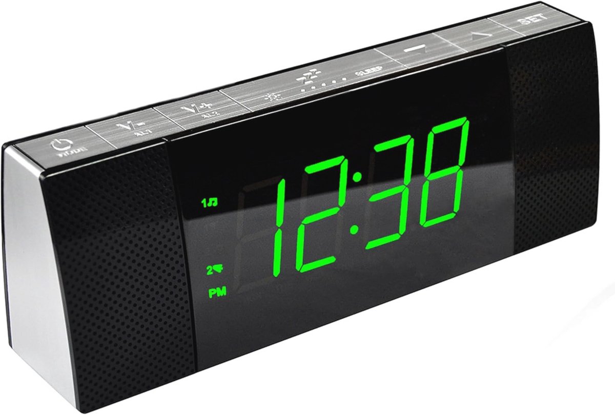 Wekkerradio met Bluetooth, Dimbaar LED-display, FM-radio, Dubbel Alarm en Snooze