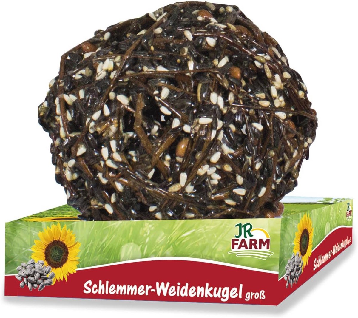 Natuurlijke wilgenbol voor vogels met zonnebloempitten en pinda's, groot 300 g