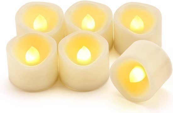 Elektrische Waxinelichtjes Lights4fun TruGlow LED Theelichtjes - Set Van 6 Met Timer - Echte Was Flikkerend Licht Echte Was LED Kaars Elektrische Waxinelichtjes Lights4fun TruGlow LED Theelichtjes - Set Van 6 Met Timer - Echte Was Flikkerend Licht Echte Was LED Kaars