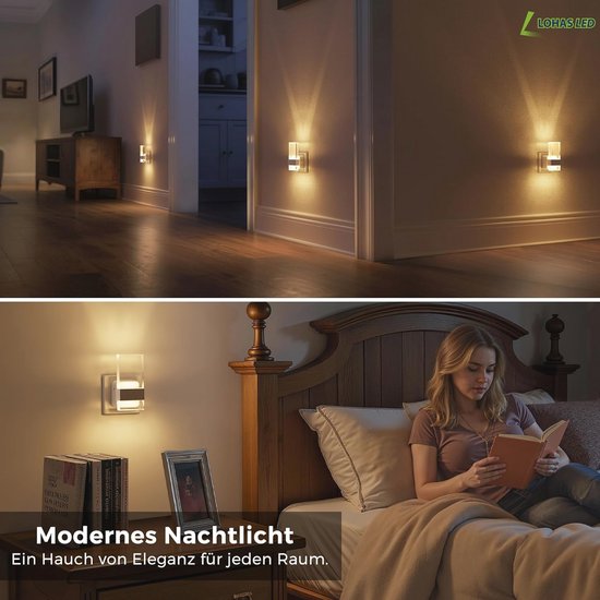 Nachtlampje met schemeringssensor - Dimbaar LED stopcontact lamp voor kinderen - Warmwit licht voor hal, slaapkamer, trap, keuken en badkamer — afbeelding 5