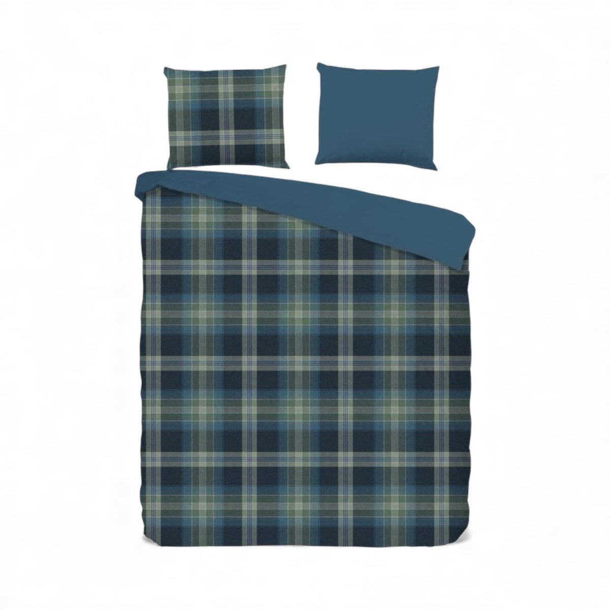 Bedsupplies - Dekbedovertrek Highlands - 240x200/220/240 - Schotse Ruit - Groen/Blauw