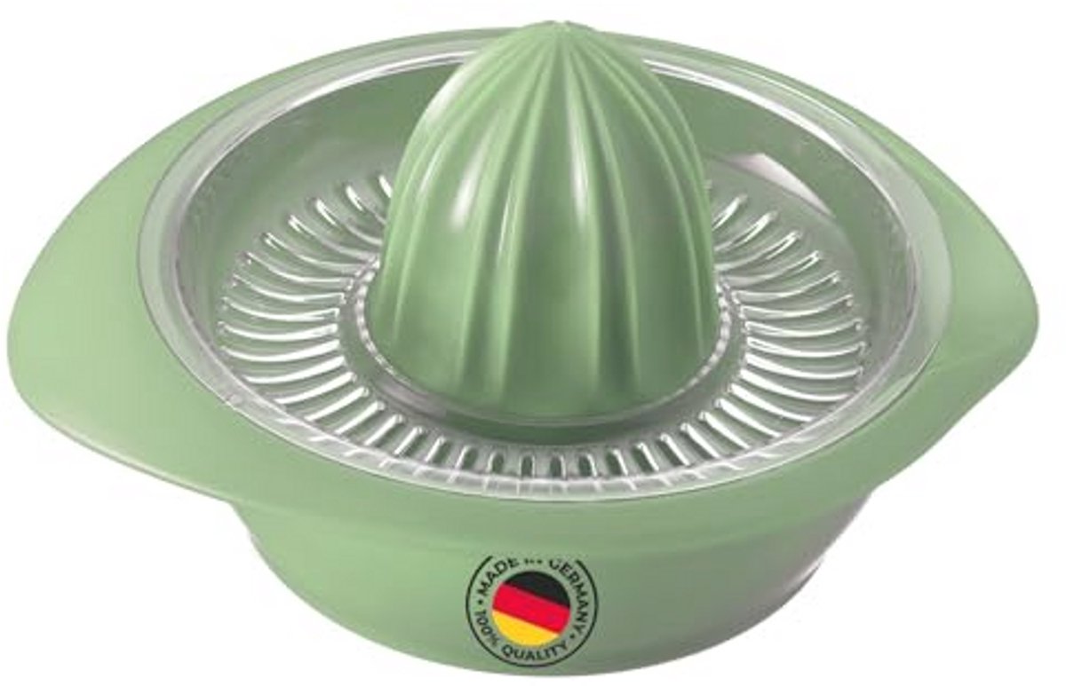 Citruspers met sapreservoir - 0,5 L - 18,7 cm - Groen Kunststof - Ideaal voor Sinaasappel, Citroen en Limoen