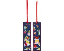 Vervaco - Telpakket kit - 6 x 20cm - Bladwijzer - Kerst - Arrenslee en Kerstman - set van 2 - PN-0211899