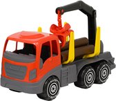 Plasto Houttransportwagen Rood/Grijs 45 cm - Speelgoedvoertuig - Timber Truck - Grote Truck - Realistisch Spelen - Stevig Kunststof - Gemaakt in Finland - Vanaf 1 Jaar