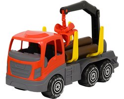 Plasto Houttransportwagen Rood/Grijs 45 cm - Speelgoedvoertuig - Timber Truck - Grote Truck - Realistisch Spelen - Stevig Kunststof - Gemaakt in Finland - Vanaf 1 Jaar