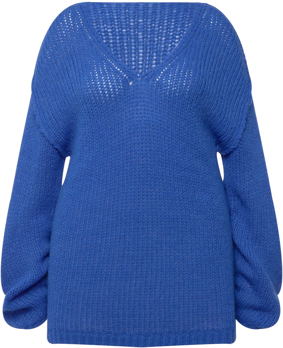 Angel of Style - Dames - Trui oversized ballonmouw V-hals - Clematisblauw - Maat 50