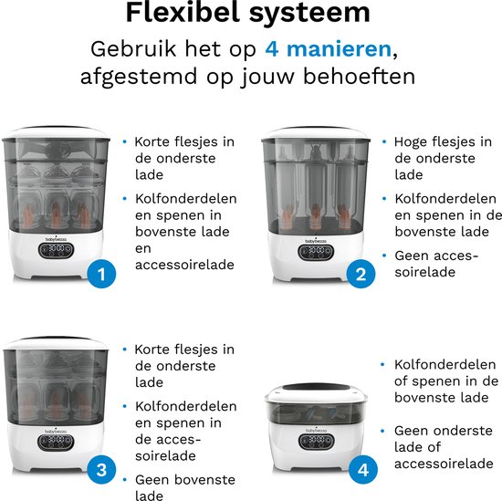 Baby Brezza Sterilizer Dryer Advanced – 2-in-1 Flessen Sterilisator & Droger – Voor 8 Babyflessen - Wit — afbeelding 4