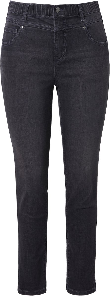 Laurasøn - Dames - Jeans met hoge taille slim - Donkergrijs denim - Maat 54