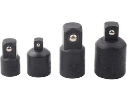 Dopsleuteladapter- Set van 4 adapters - Schroevendraaierconversies - 1/2 inch, 3/8 inch, 1/4 inch - Slagschroevendraaier - Accessoire - Handig - Metaalbewerking - Zwart.