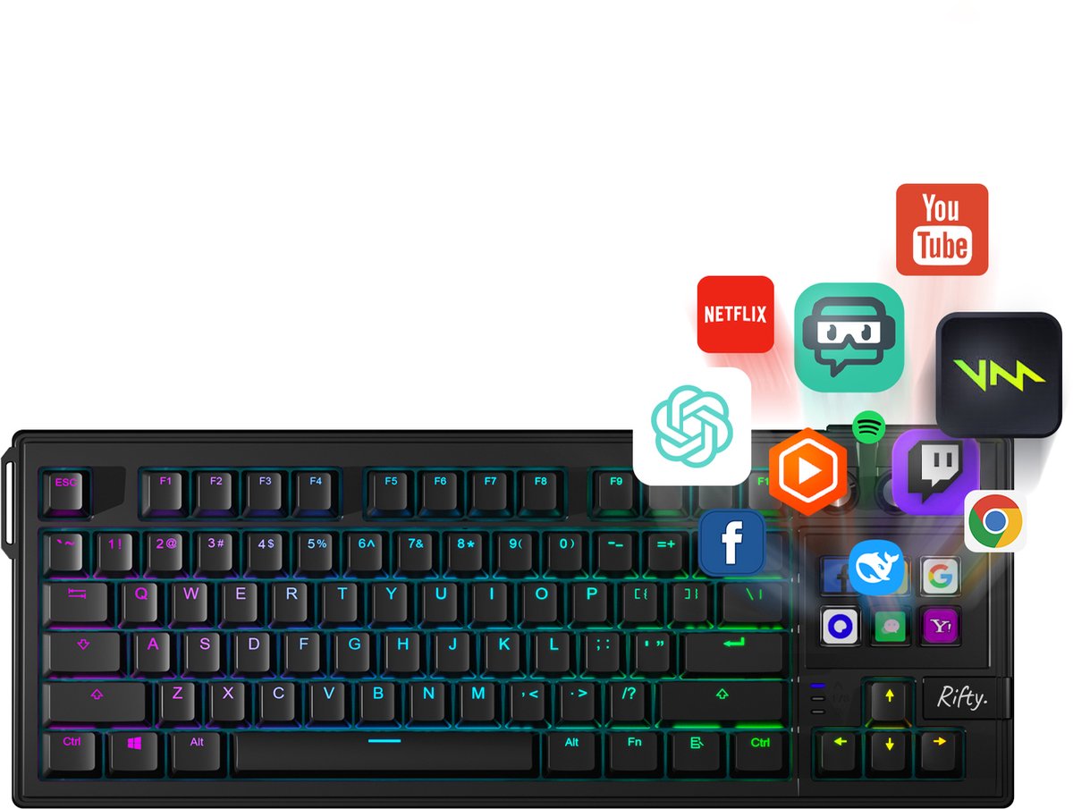 Rifty K1 Pro - Mechanisch Toetsenbord met Streamdeck - Mechanische Switches - Multimedia Sneltoetsen - Programmeerbare Knoppen voor Gaming en Streaming
