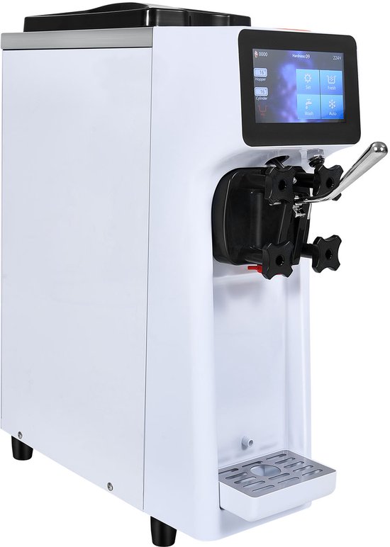 VEVOR Commerciële Ijsmachine, Capaciteit van 10 l/u, Softijsmachine met Enkele Smaak, Aanrecht, Trechter van 4 l, Cilinder van 1.6 l, Touchscreen, Automatische Reiniging, Snackbars Voorgekoeld — afbeelding 2