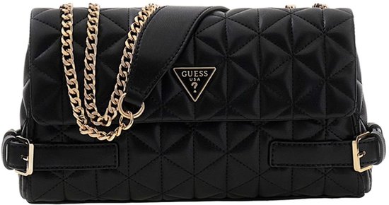 GUESS sac à épaule bandoulière Paisleigh Convertible Xbody Flap Bag Black noir