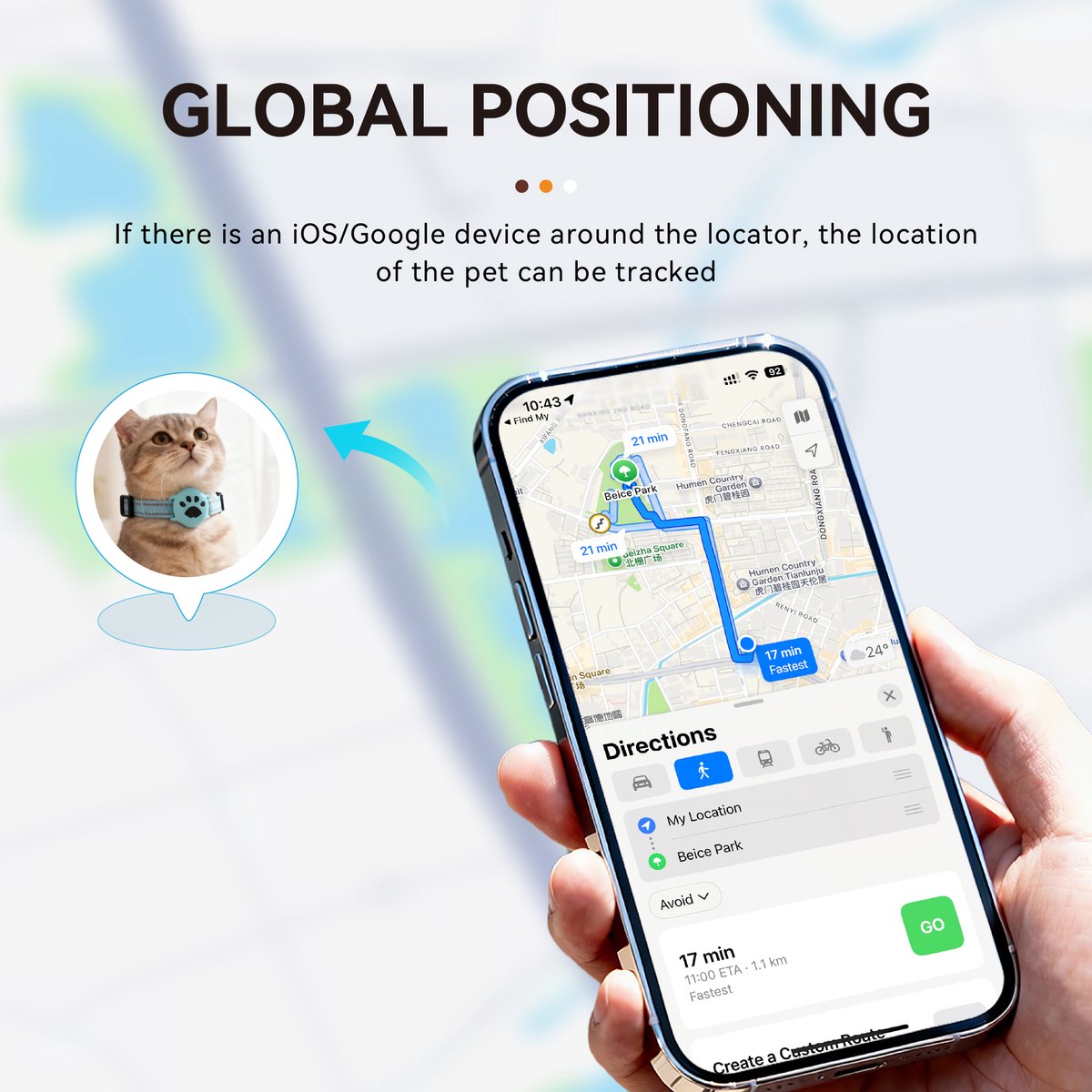 GPS KattenTracker - Zonder Maandelijkse Kosten - Werkt Met iOS - IP68 Waterdicht - CR2032 Batterij (1+ Jaar) - Verstelbare Nylon Halsband - Halsomtrek 28-39 cm - Zwart thumbnail 6
