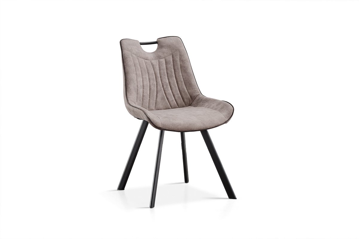 Stoelen 'Pablo' Micro fiber PU in Grijs kleur - H 87 x B 54 x D 63 cm - Set van 2