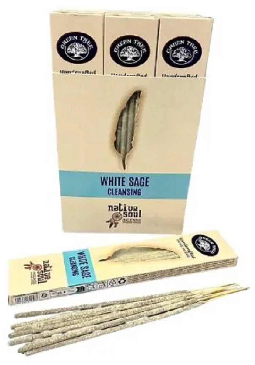 Native soul - white sage - cleansing - wierook - witte salie - wierookstokjes - doos 12 stuks
