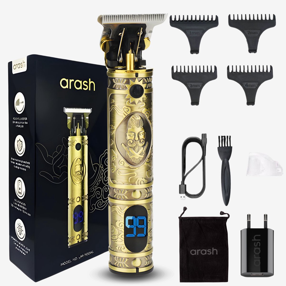 Bol.com arash® Professionele Tondeuse Mannen - Premium Draadloze Haar- en Baardtrimmer - Innovatief, Stil & Krachtig - Geavancee... aanbieding