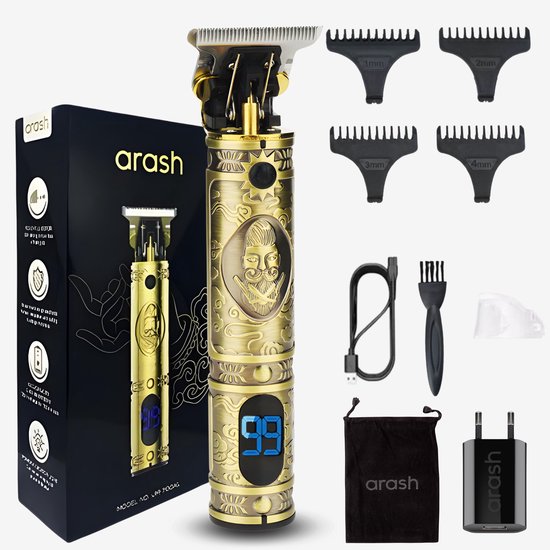 arash® Professionele Tondeuse Mannen - Premium Draadloze Haar- en Baardtrimmer - Innovatief, Stil & Krachtig - Geavanceerd Design - Compleet met Oplaadblok & 5 Opzetstukken