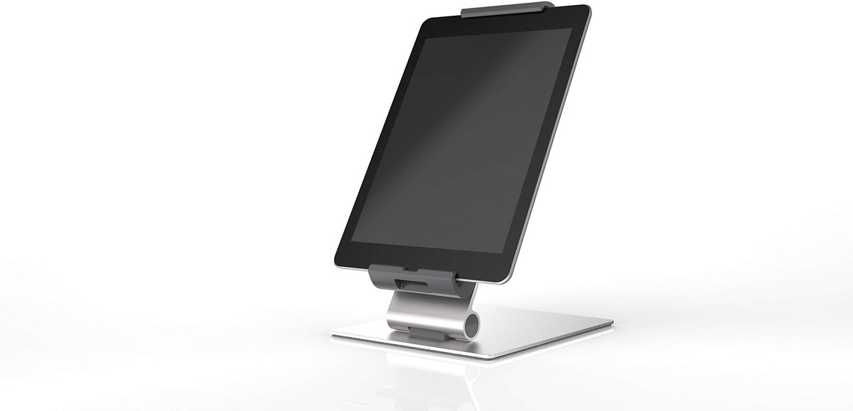 Unyqoos® Verstelbare zilverkleurige tablethouder voor tablets van 7 tot 13 inch
