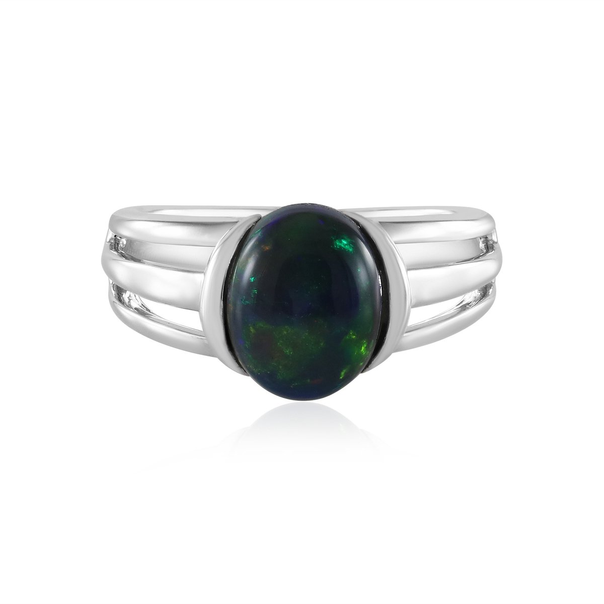Cavill - Zilveren ring met Mezezo ovale opaal 1,398 ct - 925 sterling zilver met platina coating - Moderne edelsteen ring voor dames