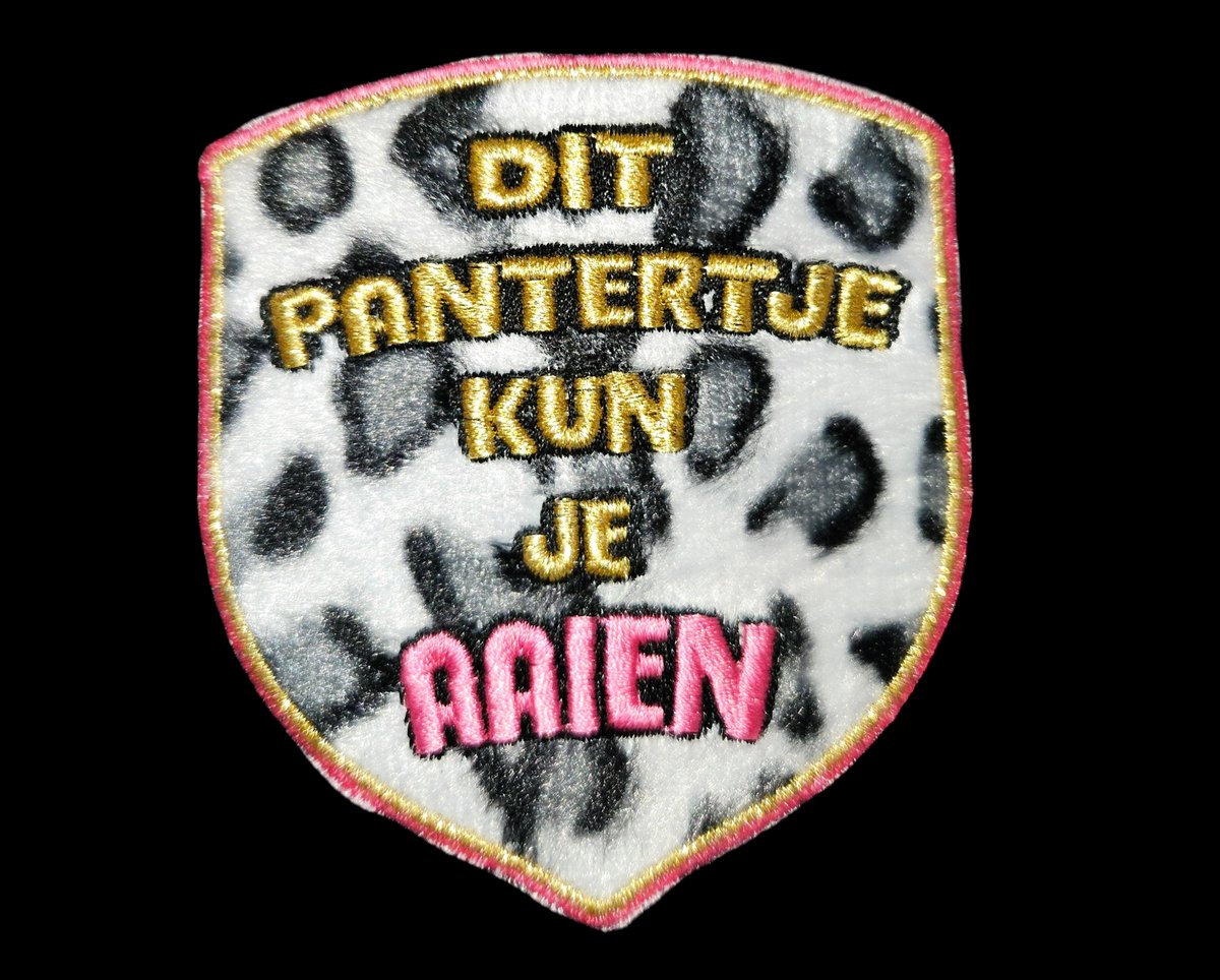 carnavalsembleem "Dit pantertje kun je aaien"grijs/wit