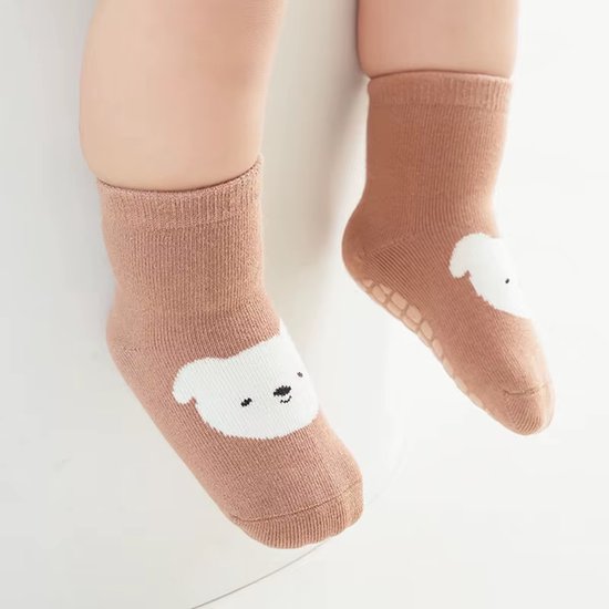 6 Paar Antislip Kindersokken Maat S (0–1 Jaar, 10–11 cm) - Cartoon Vos & Beer Vloersokken voor Jongens en Meisjes - Baby & Peuter Sokken, Zachte Anti-Slip Sokken voor Kinderen, Leuke Cartoon Sokken van Merkloos — afbeelding 2