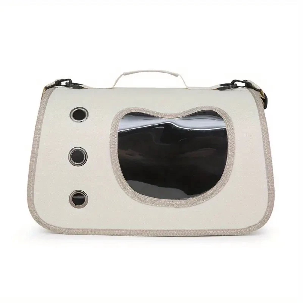 Grote Draagtas voor Huisdieren tot 10 kg met Ritssluiting – Stevige PVC Draagtas voor Katten & Kleine Honden – Ademende Reisdrager met PVC Kijkraampje aan de Zijkant, Ventilatiegaten & Schouderriem