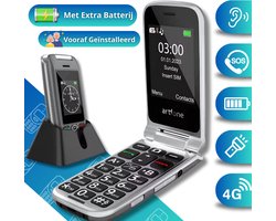 Senioren Telefoon met Extra Batterij - Simlock vrij - Klap GSM - Dubbel Klapbaar scherm
