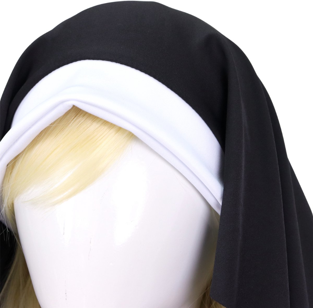 Joya Party® Non Verkleed Kostuum Dames | Luxe Nonnen Jurk met Kap & Kruis | Stretch & Ondoorzichtig | Carnaval, Themafeest & Halloween | Verkleedkostuum Vrouw | — afbeelding 7
