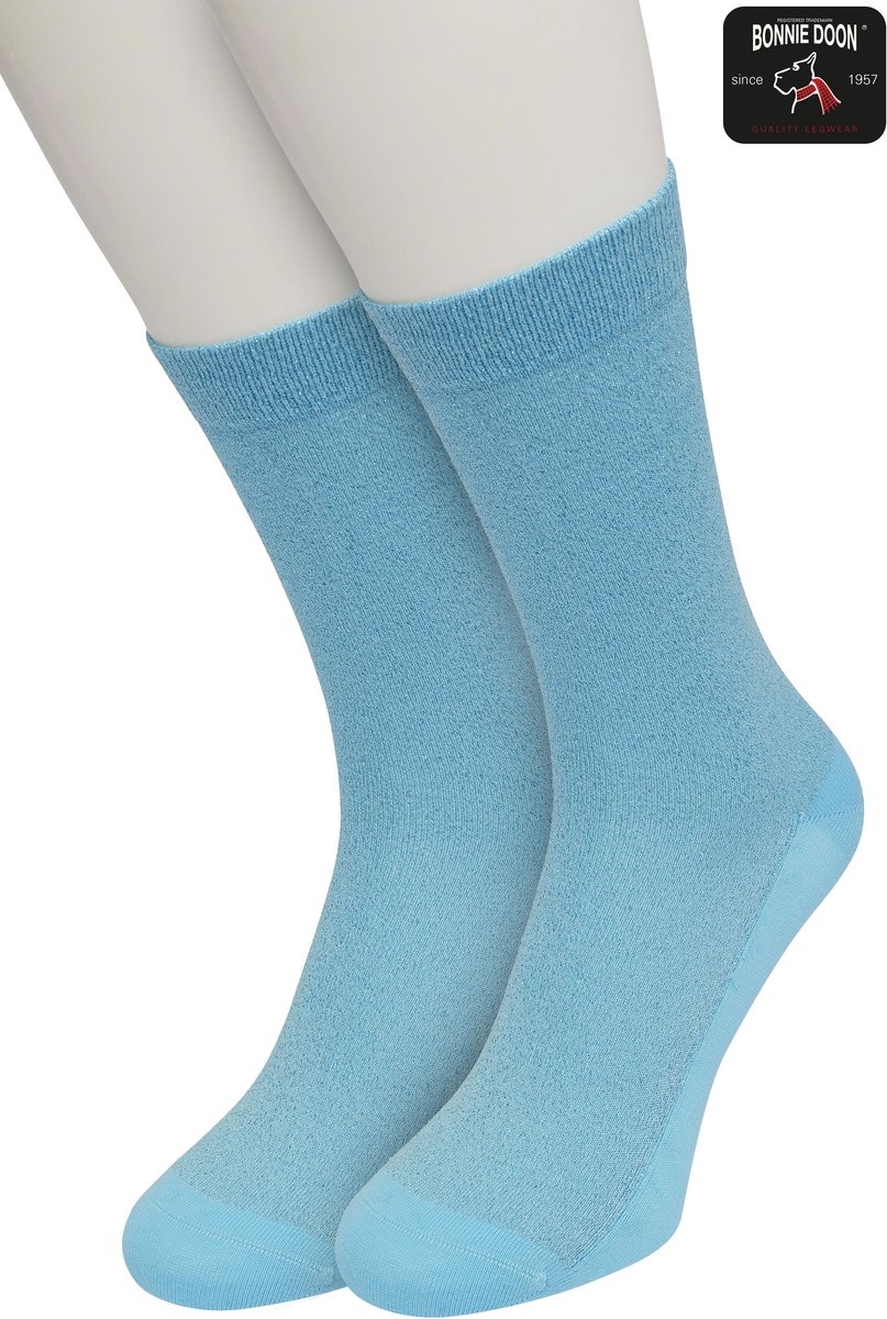 Bonnie Doon Set Katoenen Glitter Sokken Dames Licht Blauw maat 36/42 - Set met 2 paar Sokken - Glitter Subtiel - Katoen met zachte Lurex - Zachte Sokken - Gladde Naden - Perfecte Pasform - 2 pack - Multipack - Aged Copper - OL05113802.114