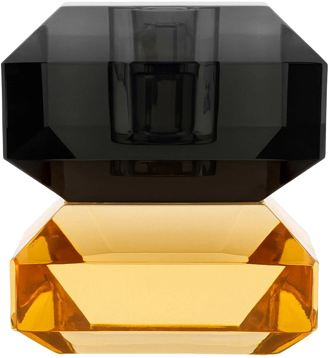 Kandelaar Kristalglas oranje-rokerig zwart 6cm x 5cm x 5cm