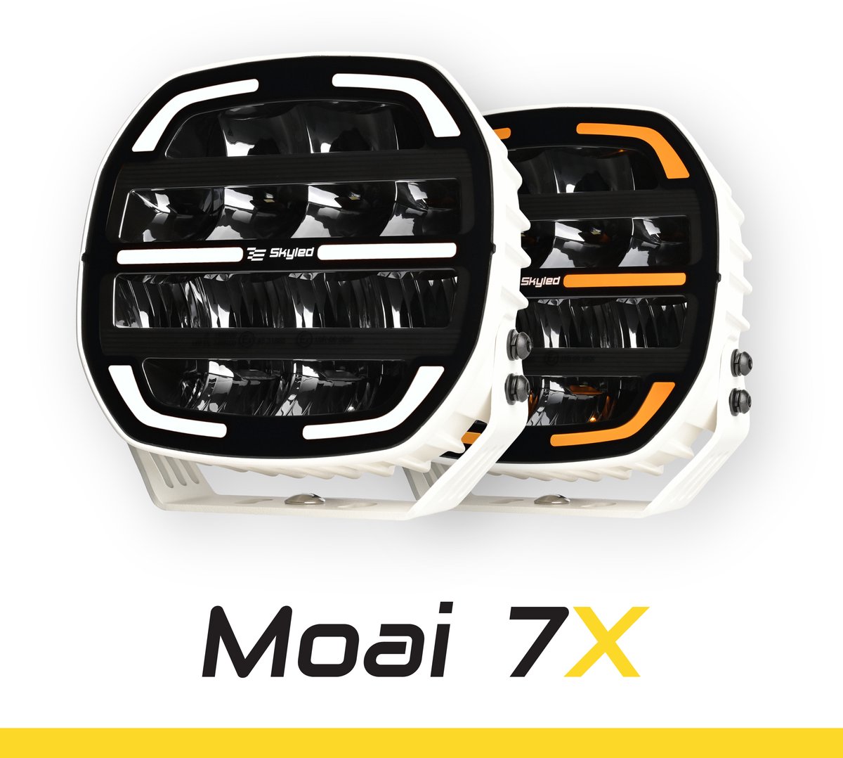 SKYLED Moai 7X White FI171 7 inch witte LED verstraler met positielicht wit/amber dynamic 12.000 Lumen 136 watt 539 meter bij 1 lux