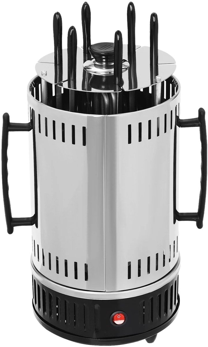 DoneMore® - Verticale elektrische grill - rotisserie - rookvrij - RVS - 6 spiesen - zwart - 20 x 37,5 cm - 2,35 kg