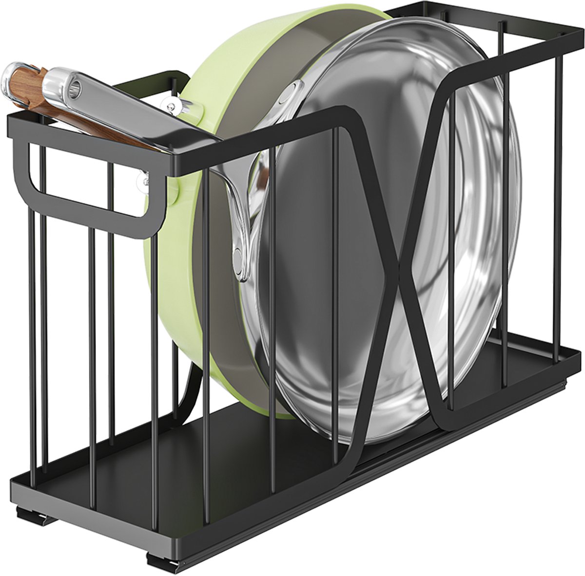 Schuiflade - Gootsteenkast Organizer - Keukenkast Organizer - Aanrecht Organizer - Dubbellaags Opbergrek - Metaal - Antislip - Gootsteenkastrek Uitschuifbaar - Zwart - 43x27x15CM