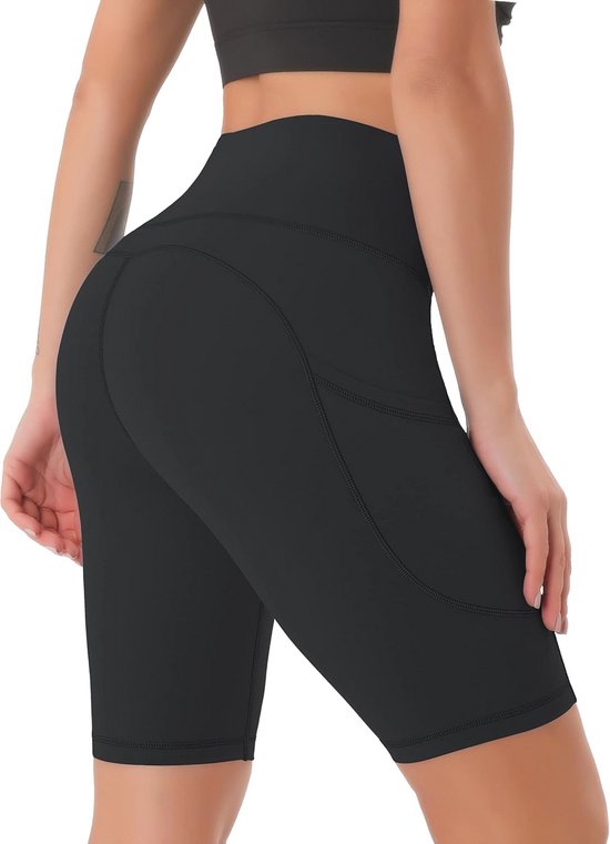 Hoge Taille Trainingsshorts voor Dames met Verborgen Zakken - Niet-Doorzichtige Sportieve Shorts — afbeelding 4