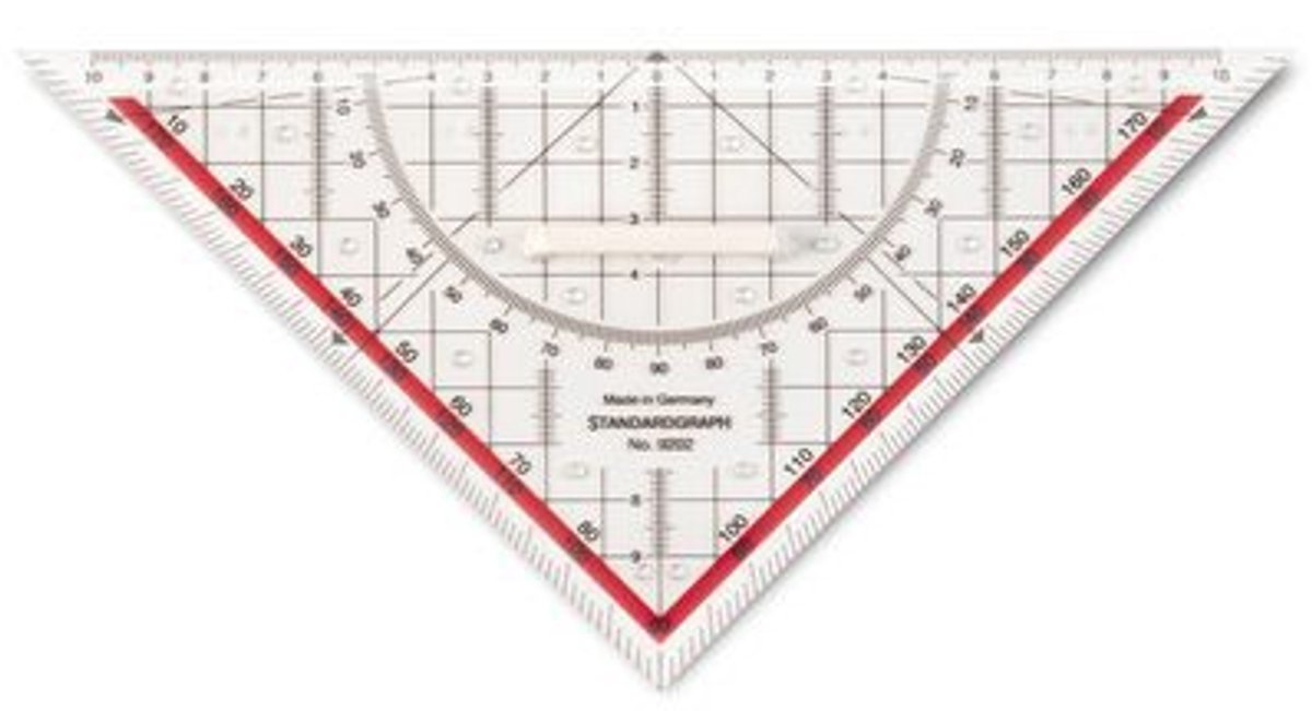 Tekendriehoek Standardgraph 23cm met afneembare greep kunststof - SG-9202