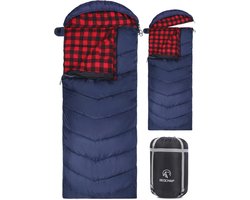 Katoenen slaapzak volwassenen flanel compact 3-4 seizoenen koud weer winterkamperen