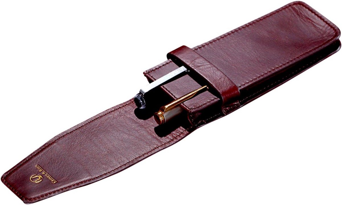 Cronus Rhea® | Luxe etui van exclusief leer (basilicum) | Pennenetui - Pennenhouder - Balpen | Echt leer | Met elegante geschenkdoos | Mannen - Vrouwen, Donkerbruin, Modern