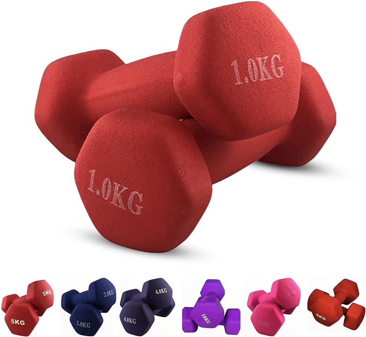 JIM Set halters 2 x 1 kg zeskant PVC Soft Touch