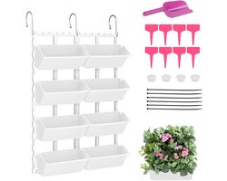 WMLBK Hanging Planters, Wall Planter Pot with Water Basin, Self Watering Plant Pots with 4 Pots, Vertical Living Green Wall for Indoor/Outdoor/Balcony (8PCS)