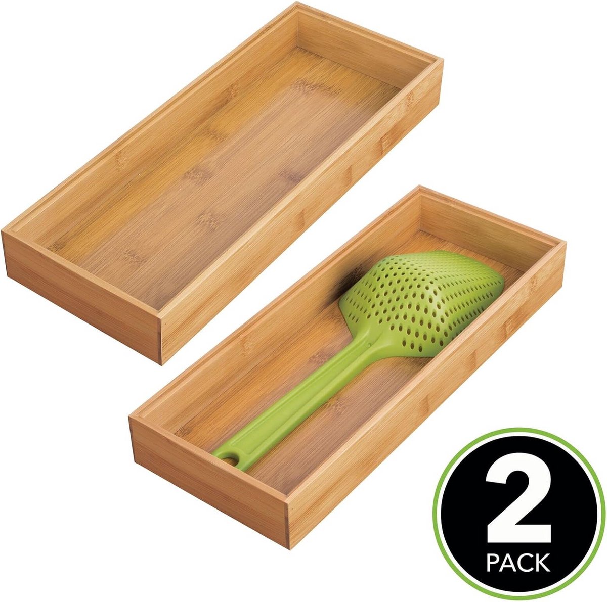 mDesign - Drawer organiser for kitchen cupboard/drawer - wide stackable containers - environmentally friendly/mmulti-purpose - bamboo To be used in drawers, pantry or on counter tops, shelves - — cadeau in Cadeau-ideeën - foto 2