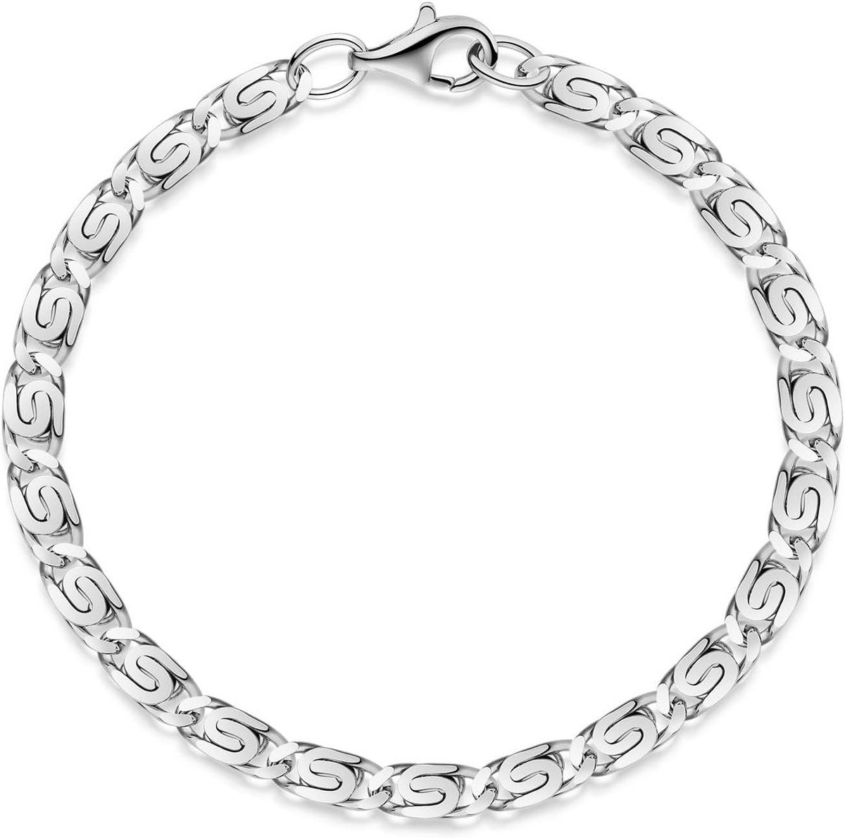 Zilveren S-schakel heren armband 925 Sterling Zilver