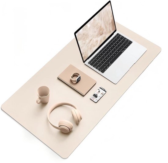 Antislip bureauonderlegger/muismat van suèdeleer - Multifunctionele bureaumuismat - Laptopmat - Bureaubeschermer - Geschikt voor kantoor - Thuiswerkplek - Beige - 80 x 40 cm