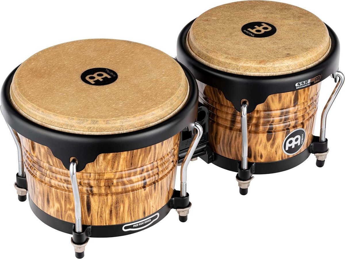Set Bongo Drums 6 3/4" en 8" met Leopard Burl Afwerking