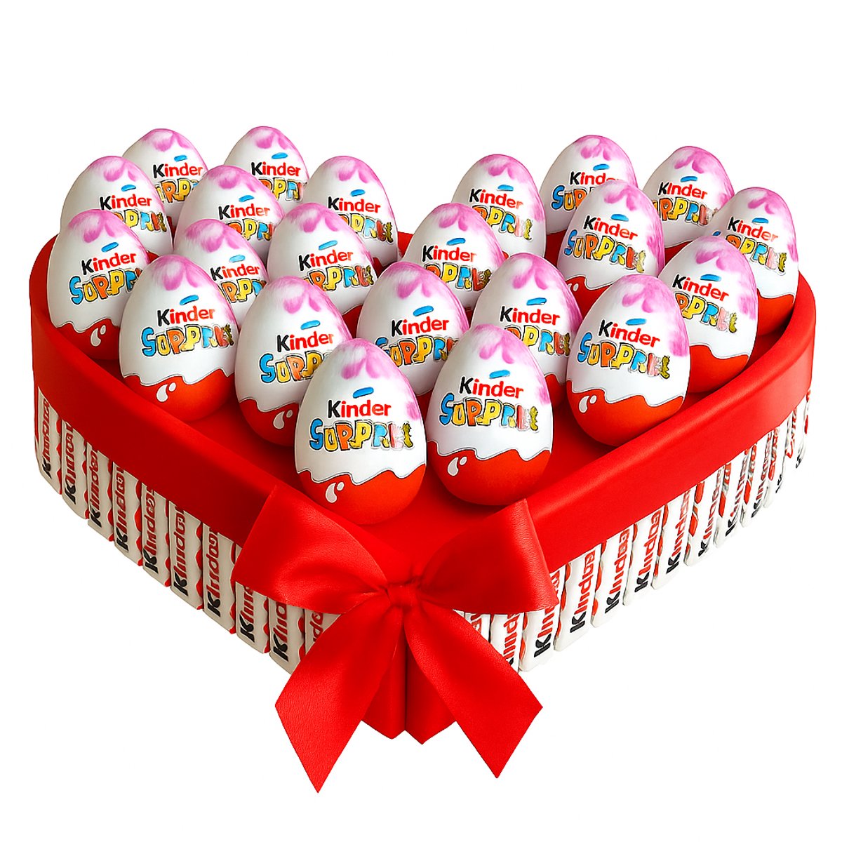 Luxe Kinder Surprise Hart – Kinder Eieren Cadeau met Strik