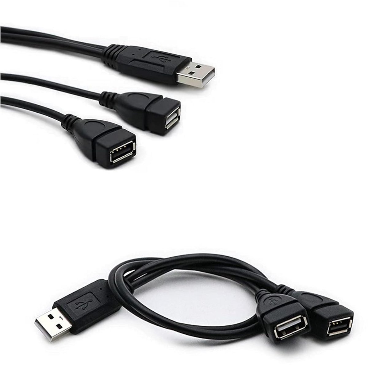 USB Splitter Y-kabel 35 cm - USB 2.0 A naar 2 Dubbele USB-aansluitingen