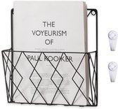 Wandrek - plank - tijdschriftenhouder - tijdschriftenrek voor aan de muur - metaal - zwart